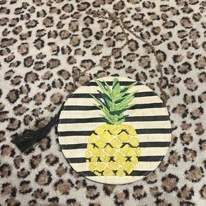 Raffia Circle Bag with Gold chain